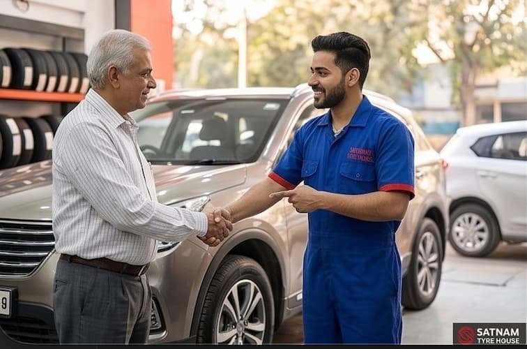 Satnam Tyre House shop exterior on Taharpur Road Dilshad Garden Delhi