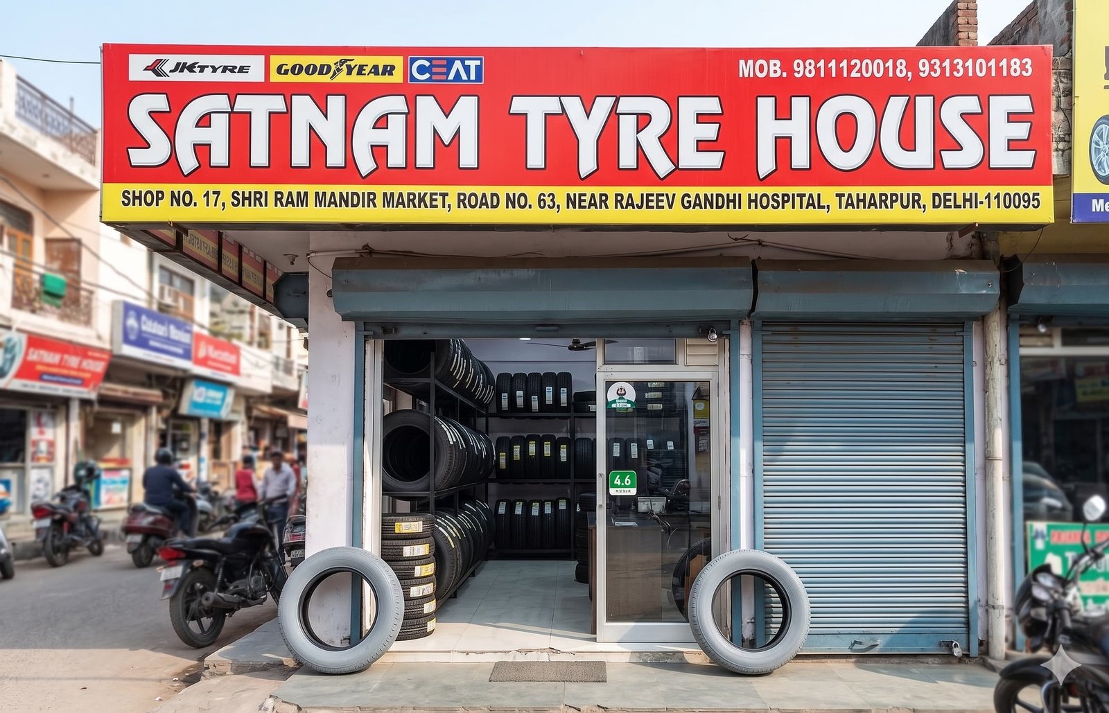 Customer being helped at Satnam Tyre House in Dilshad Garden Delhi